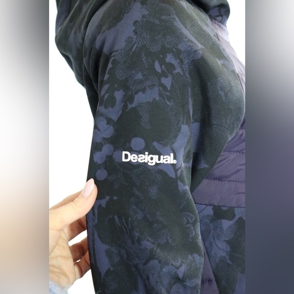 DESIGUAL Art & Thread Purple Padded Long Jacket - Picture 5 of 15